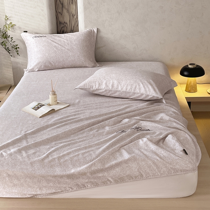 91家纺网 家纺一手货源 找家纺 春皖家纺 2026春夏新款天丝棉刺绣单床笠 床笠单件 曼妮-云褐色