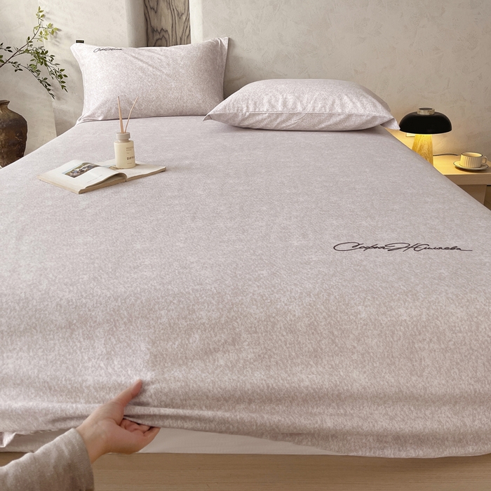 91家纺网 家纺一手货源 找家纺 春皖家纺 2026春夏新款天丝棉刺绣单床笠 床笠单件 曼妮-云褐色