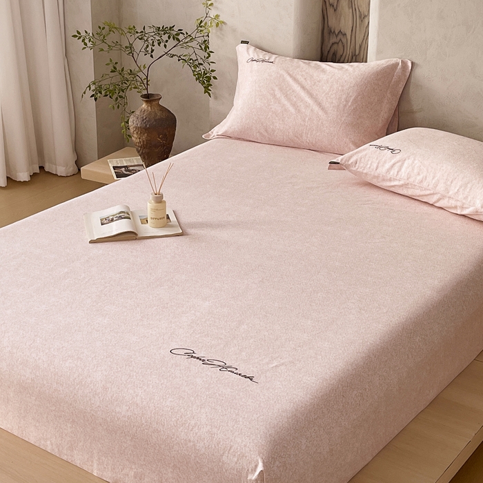 91家纺网 家纺一手货源 找家纺 春皖家纺 2026春夏新款天丝棉刺绣单床笠 床笠单件 曼妮-贝壳色