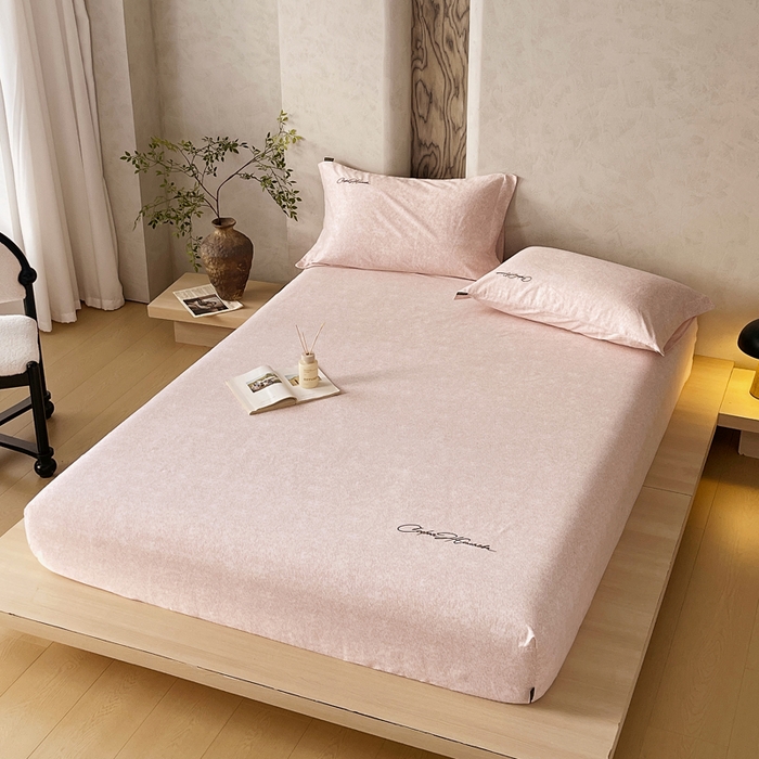 91家纺网 家纺一手货源 找家纺 春皖家纺 2026春夏新款天丝棉刺绣单床笠 床笠单件 曼妮-贝壳色