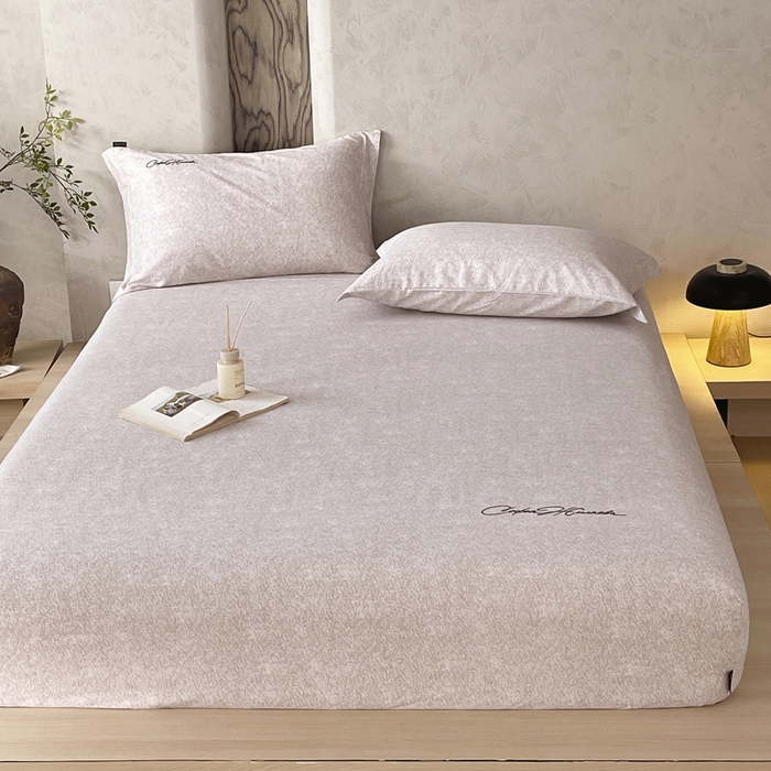 91家纺网 家纺一手货源 找家纺 春皖家纺 2026春夏新款天丝棉刺绣单床笠 床笠单件 曼妮-云褐色