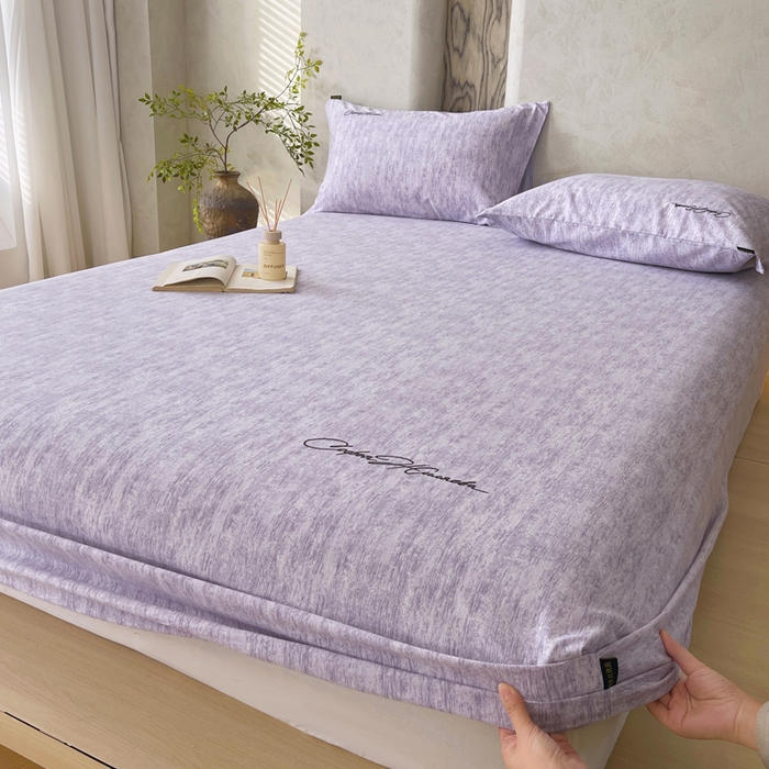 91家纺网 家纺一手货源 找家纺 春皖家纺 2026春夏新款天丝棉刺绣单床笠 床笠单件 曼妮-紫