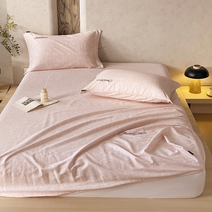 91家纺网 家纺一手货源 找家纺 春皖家纺 2026春夏新款天丝棉刺绣单床笠 床笠单件 曼妮-贝壳色