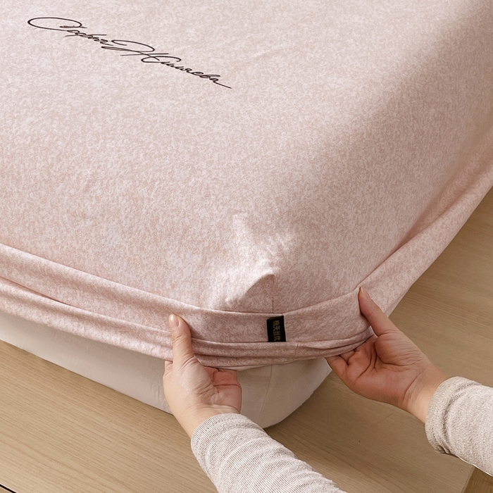 91家纺网 家纺一手货源 找家纺 春皖家纺 2026春夏新款天丝棉刺绣单床笠 床笠单件 曼妮-贝壳色