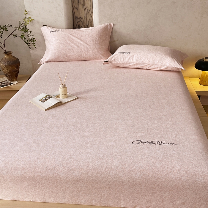 91家纺网 家纺一手货源 找家纺 春皖家纺 2026春夏新款天丝棉刺绣单床笠 床笠单件 曼妮-贝壳色