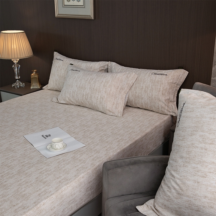 91家纺网 家纺一手货源 找家纺 春皖家纺 2026春夏新款天丝棉刺绣单床笠 床笠单件 亮绮黄