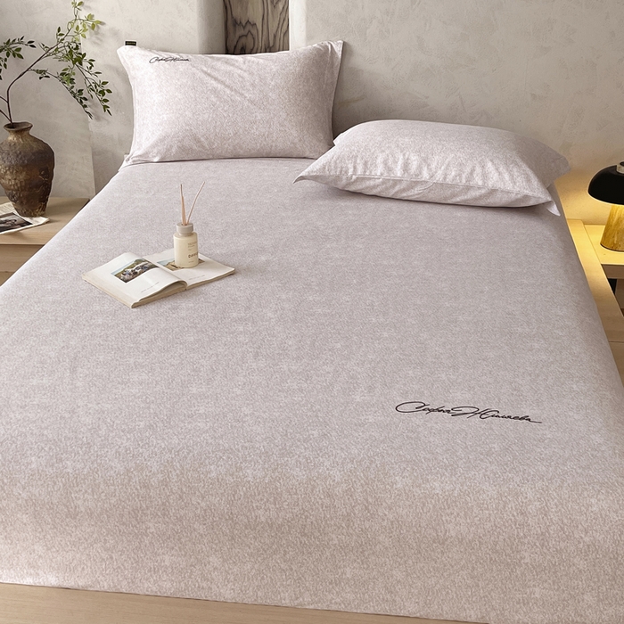 91家纺网 家纺一手货源 找家纺 春皖家纺 2026春夏新款天丝棉刺绣单床笠 床笠单件 曼妮-云褐色