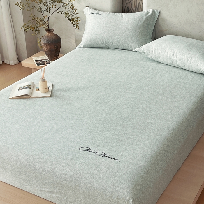 91家纺网 家纺一手货源 找家纺 春皖家纺 2026春夏新款天丝棉刺绣单床笠 床笠单件 曼妮-绿萝纱