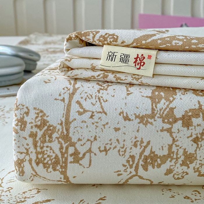 91家纺网 家纺一手货源 找家纺 棉乐町家居 2026春夏新款100%全棉纯棉老粗布床单凉席席子 暮色