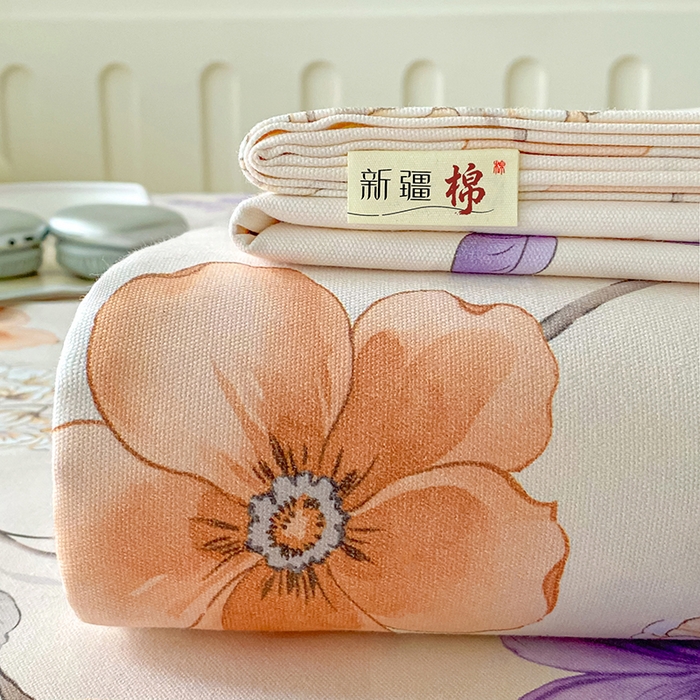 91家纺网 家纺一手货源 找家纺 棉乐町家居 2026春夏新款100%全棉纯棉老粗布床单凉席席子 洛神花间