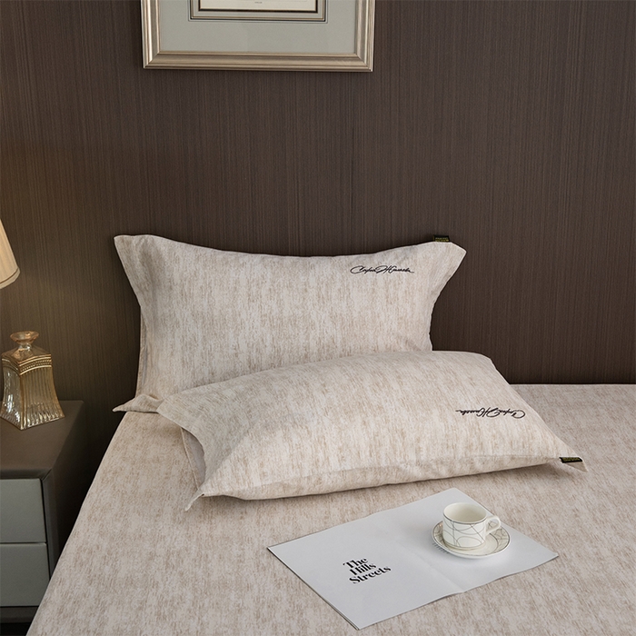 91家纺网 家纺一手货源 找家纺 春皖家纺 2026春夏新款天丝棉刺绣单枕套 枕套单件 亮绮黄