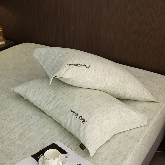 91家纺网 家纺一手货源 找家纺 春皖家纺 2026春夏新款天丝棉刺绣单枕套 枕套单件 苔绮绿