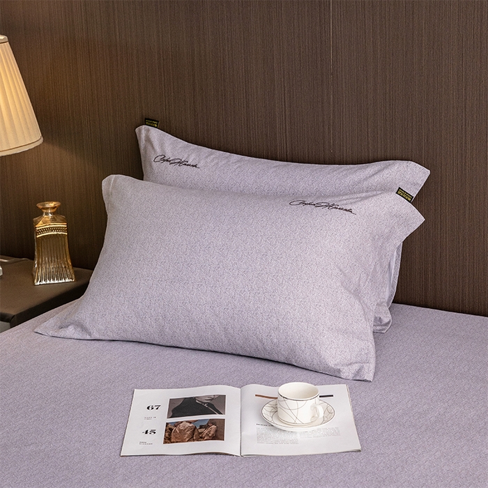 91家纺网 家纺一手货源 找家纺 春皖家纺 2026春夏新款天丝棉刺绣单枕套 枕套单件 钛绮灰