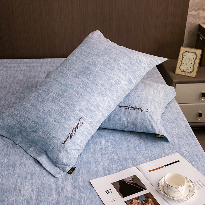 91家纺网 家纺一手货源 找家纺 春皖家纺 2026春夏新款天丝棉刺绣单枕套 枕套单件 宝绮蓝