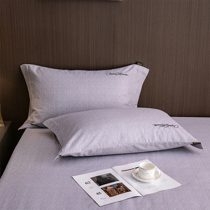 91家纺网 家纺一手货源 找家纺 春皖家纺 2026春夏新款天丝棉刺绣单枕套 枕套单件 钛绮灰