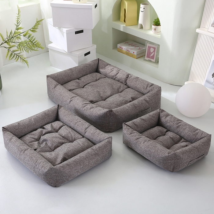 91家纺网 家纺一手货源 找家纺 永光家居 2026新款仿麻宠物窝猫窝狗窝四季通用猫咪用品狗狗用品 烟灰色 50x60cm