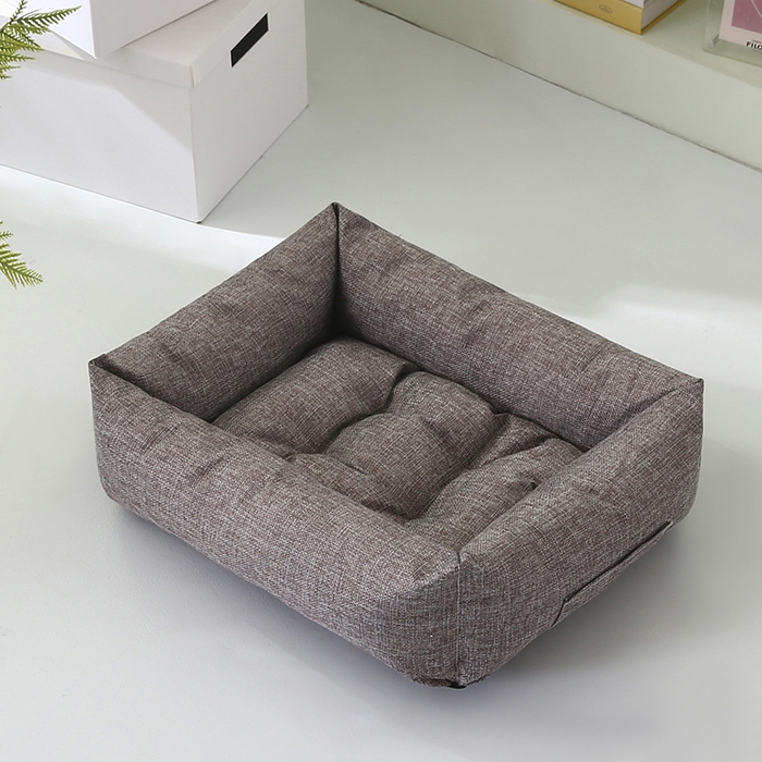 91家纺网 家纺一手货源 找家纺 永光家居 2026新款仿麻宠物窝猫窝狗窝四季通用猫咪用品狗狗用品 烟灰色 60x80cm