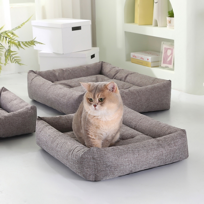 91家纺网 家纺一手货源 找家纺 永光家居 2026新款仿麻宠物窝猫窝狗窝四季通用猫咪用品狗狗用品 烟灰色 40x50cm
