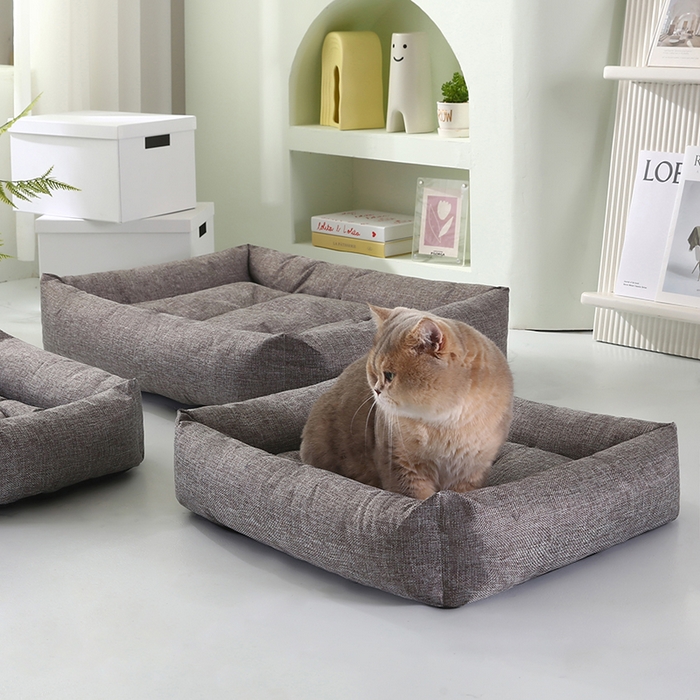 91家纺网 家纺一手货源 找家纺 永光家居 2026新款仿麻宠物窝猫窝狗窝四季通用猫咪用品狗狗用品 烟灰色 50x60cm