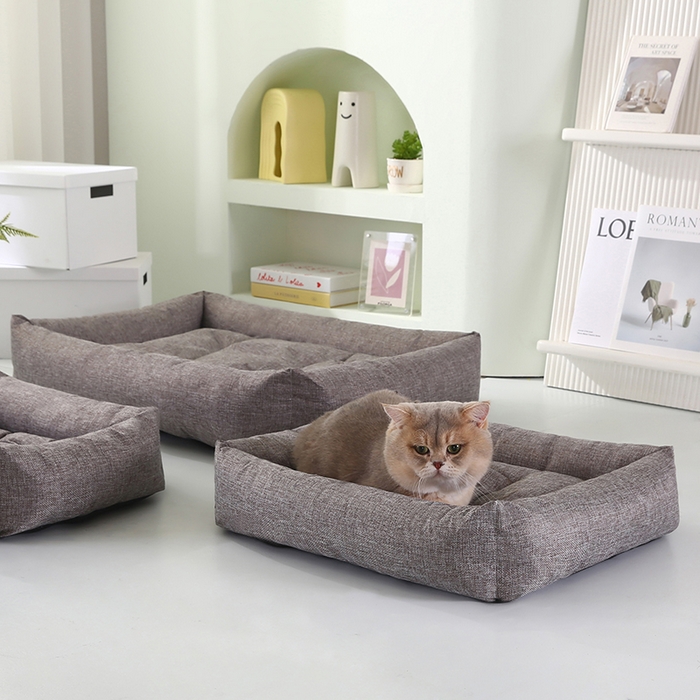 91家纺网 家纺一手货源 找家纺 永光家居 2026新款仿麻宠物窝猫窝狗窝四季通用猫咪用品狗狗用品 烟灰色 50x60cm