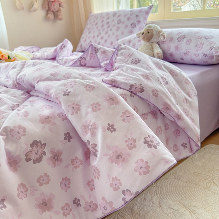 91家纺网 家纺一手货源 找家纺 梦舒阳家纺 2026新款仿棉夏凉被古法水洗棉夏被空调被跑量款 紫韵