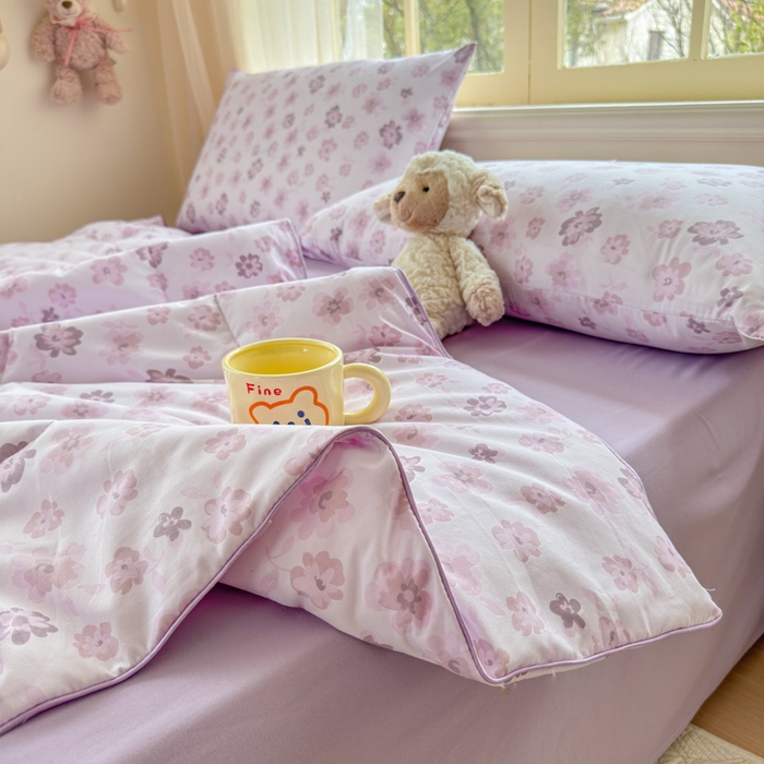 91家纺网 家纺一手货源 找家纺 梦舒阳家纺 2026新款仿棉夏凉被古法水洗棉夏被空调被跑量款 紫韵