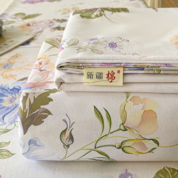 91家纺网 家纺一手货源 找家纺 棉乐町家居 2026春夏新款100%全棉纯棉老粗布床单凉席席子 花梦乐园