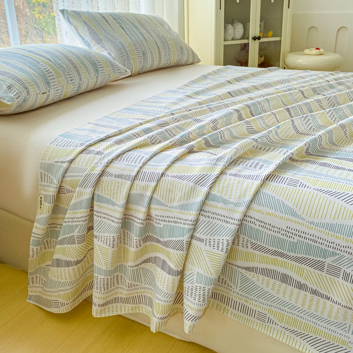 91家纺网 家纺一手货源 找家纺 棉乐町家居 2026春夏新款100%全棉纯棉老粗布床单凉席席子 卡罗拉