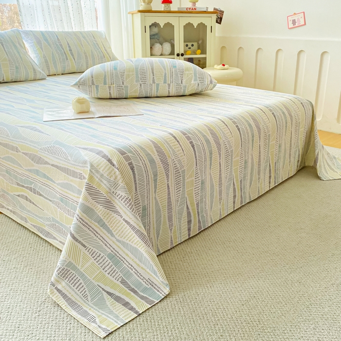 91家纺网 家纺一手货源 找家纺 棉乐町家居 2026春夏新款100%全棉纯棉老粗布床单凉席席子 卡罗拉