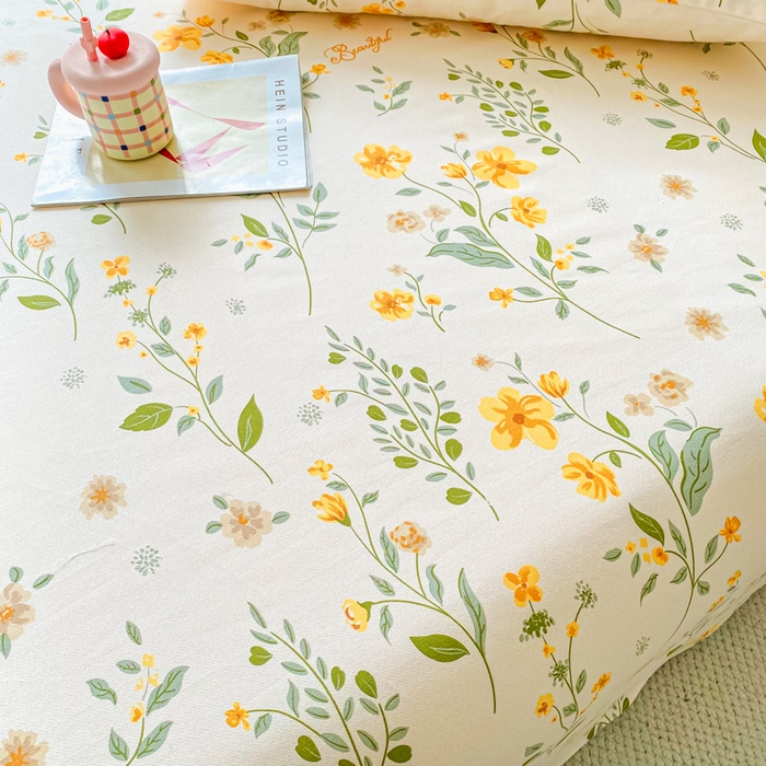 91家纺网 家纺一手货源 找家纺 棉乐町家居 2026春夏新款100%全棉纯棉老粗布床单凉席席子 春色满园