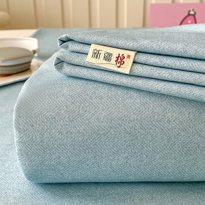 91家纺网 家纺一手货源 找家纺 棉乐町家居 2026春夏新款100%全棉纯棉老粗布床单凉席席子 蓝调