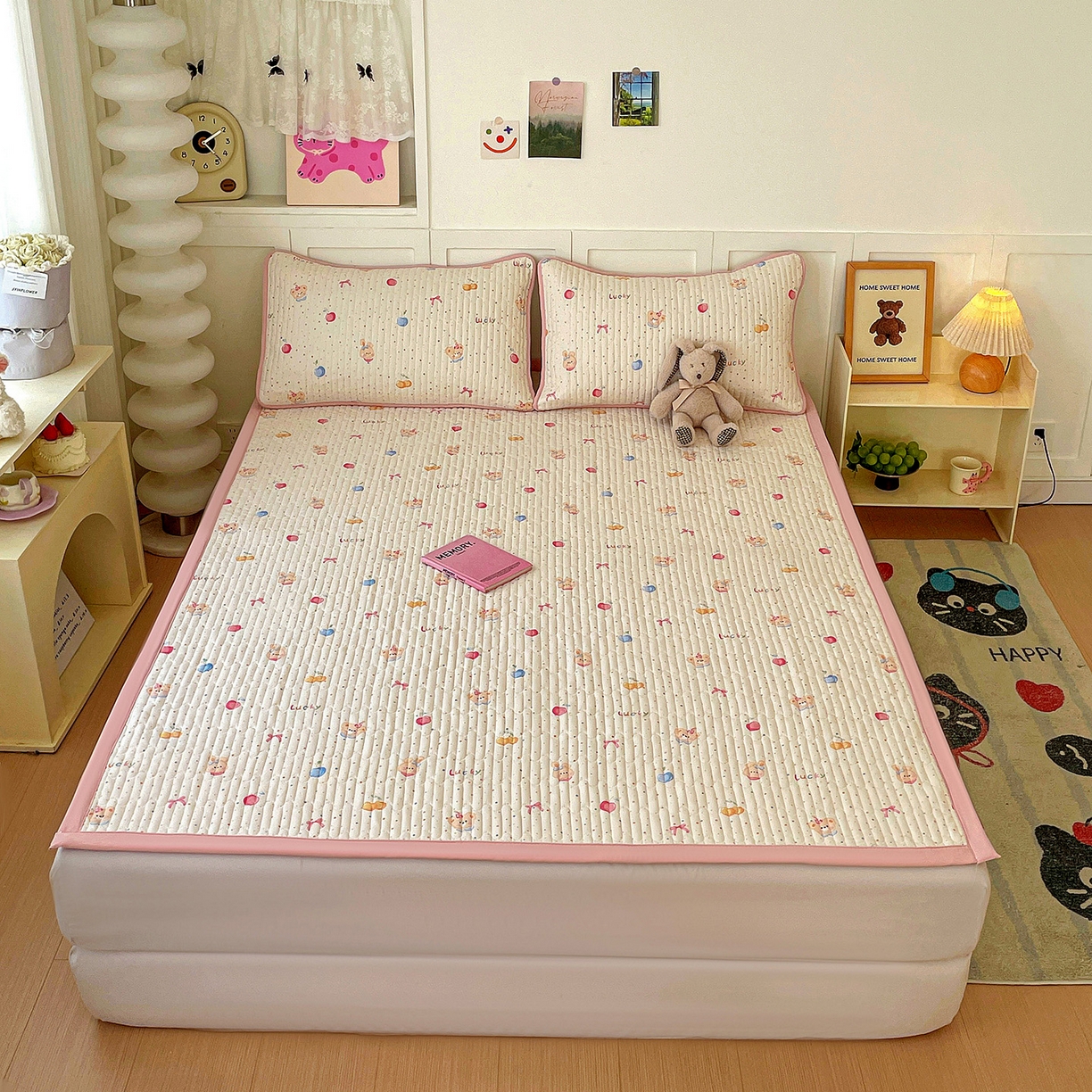 91家纺网 家纺一手货源 找家纺 纽缦家纺 2026新款A类105g仿棉古法水洗棉床垫 乐淘