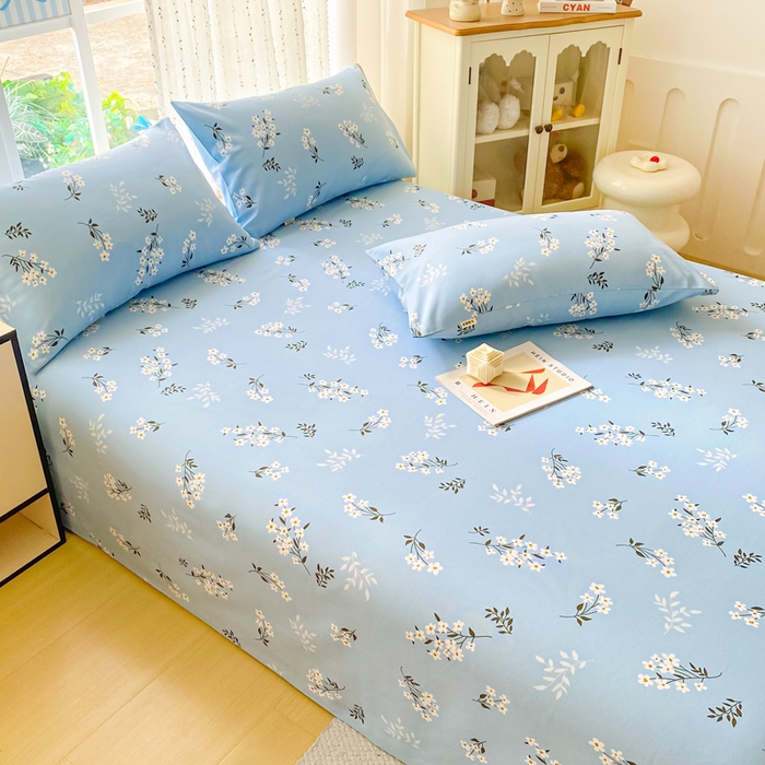 91家纺网 家纺一手货源 找家纺 棉乐町家居 2026春夏新款100%全棉纯棉老粗布床单凉席席子 蓝樱