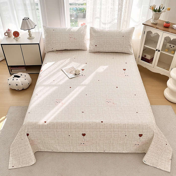 91家纺网 家纺一手货源 找家纺 棉乐町家居 2026春夏新款100%全棉纯棉老粗布床单凉席席子 虹猫