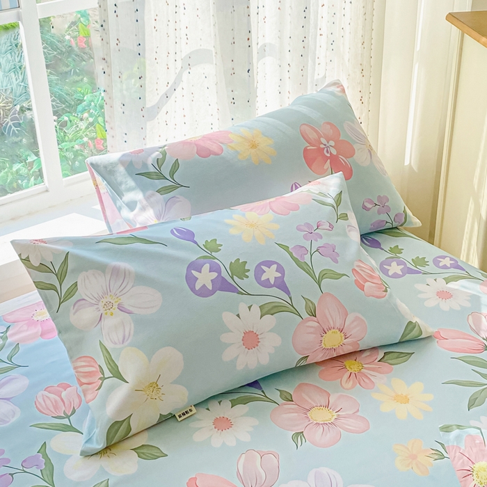 91家纺网 家纺一手货源 找家纺 棉乐町家居 2026春夏新款100%全棉纯棉老粗布床单凉席席子 花海