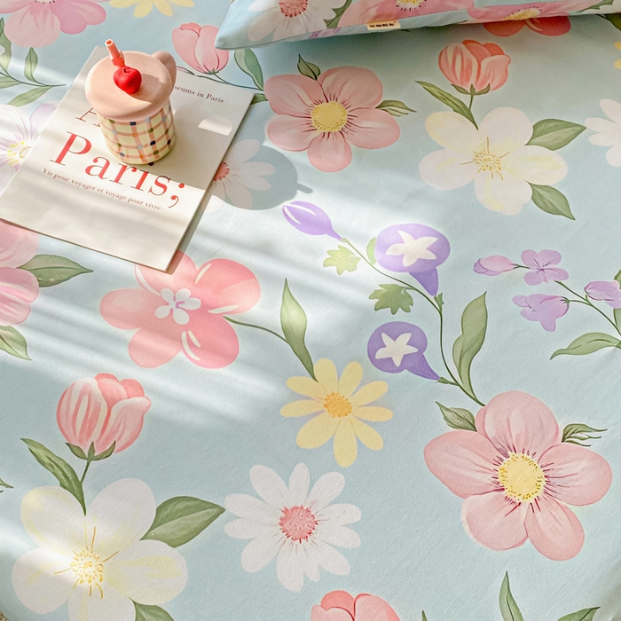 91家纺网 家纺一手货源 找家纺 棉乐町家居 2026春夏新款100%全棉纯棉老粗布床单凉席席子 花海