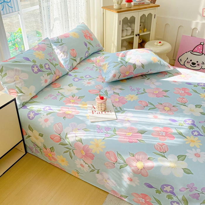 91家纺网 家纺一手货源 找家纺 棉乐町家居 2026春夏新款100%全棉纯棉老粗布床单凉席席子 花海