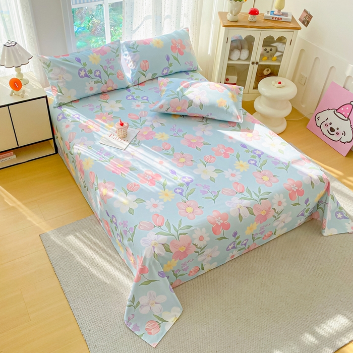 91家纺网 家纺一手货源 找家纺 棉乐町家居 2026春夏新款100%全棉纯棉老粗布床单凉席席子 花海