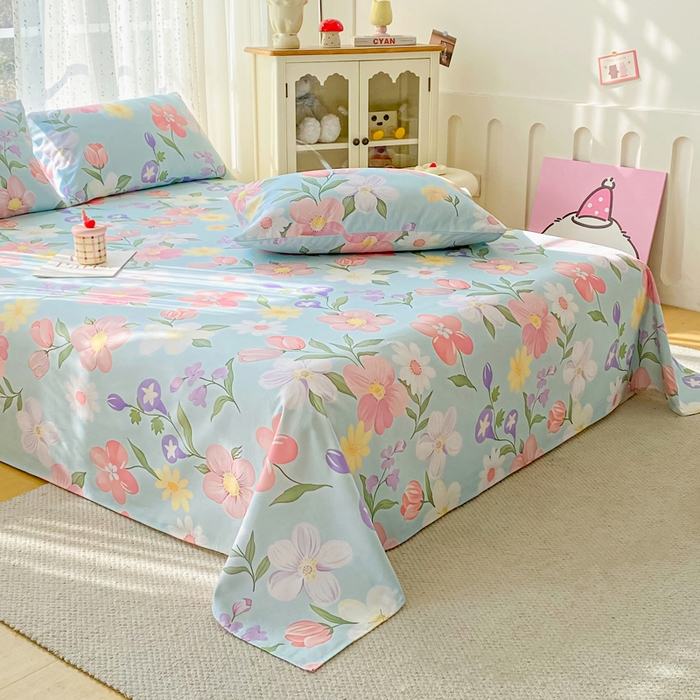 91家纺网 家纺一手货源 找家纺 棉乐町家居 2026春夏新款100%全棉纯棉老粗布床单凉席席子 花海