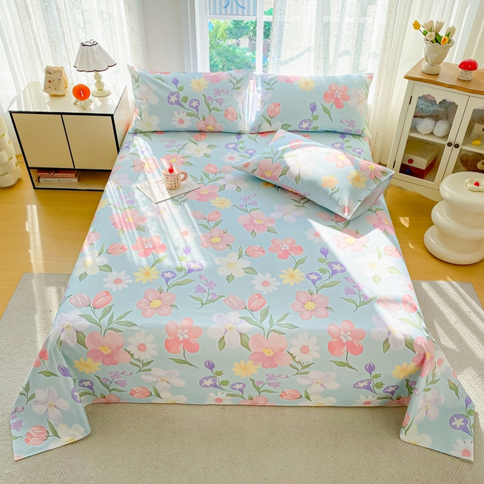 91家纺网 家纺一手货源 找家纺 棉乐町家居 2026春夏新款100%全棉纯棉老粗布床单凉席席子 花海