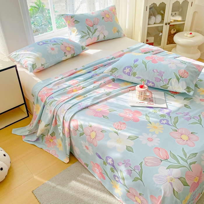 91家纺网 家纺一手货源 找家纺 棉乐町家居 2026春夏新款100%全棉纯棉老粗布床单凉席席子 花海