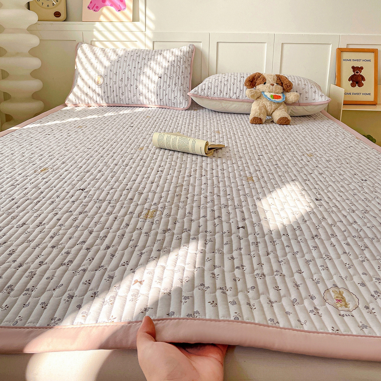 纽缦家纺 2026新款A类105g仿棉古法水洗棉床垫 恋空灰