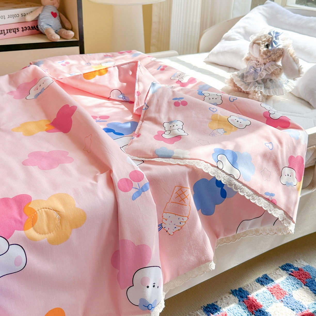 91家纺网 家纺一手货源 找家纺 （总）春妮家纺 2026新款全棉花边儿童幼儿园小被子夏被空调被夏凉被