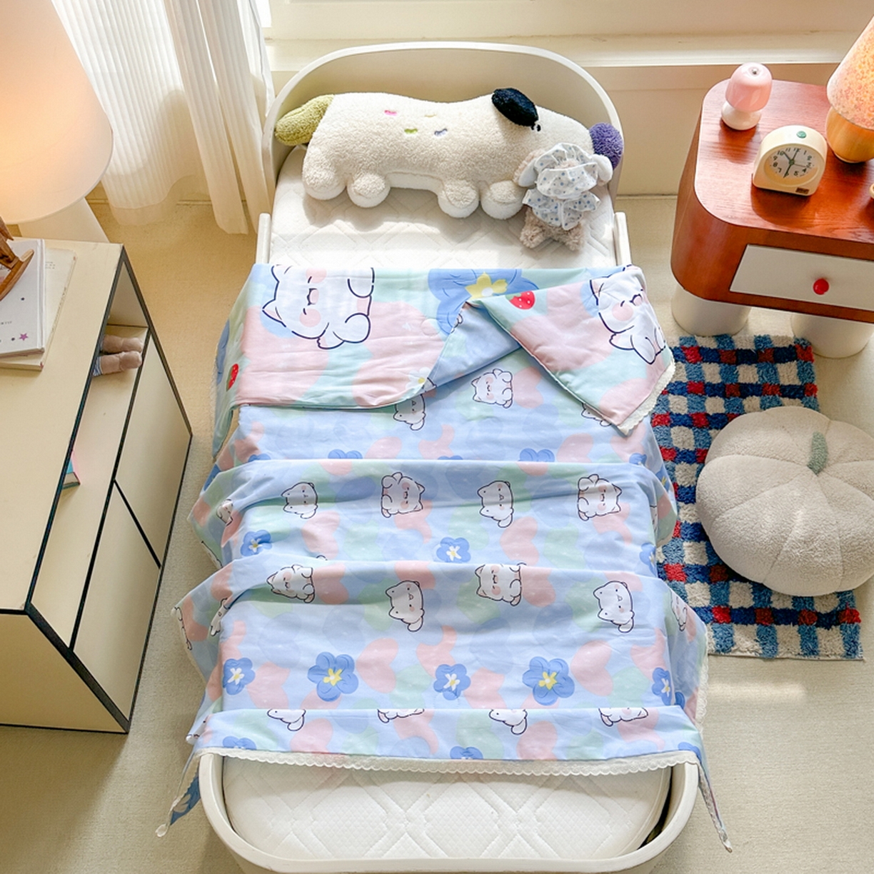 春妮家纺 2026新款全棉花边儿童幼儿园小被子夏被空调被夏凉被 欢声笑语