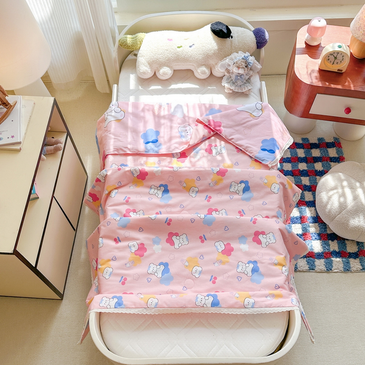 春妮家纺 2026新款全棉花边儿童幼儿园小被子夏被空调被夏凉被 彩虹小熊