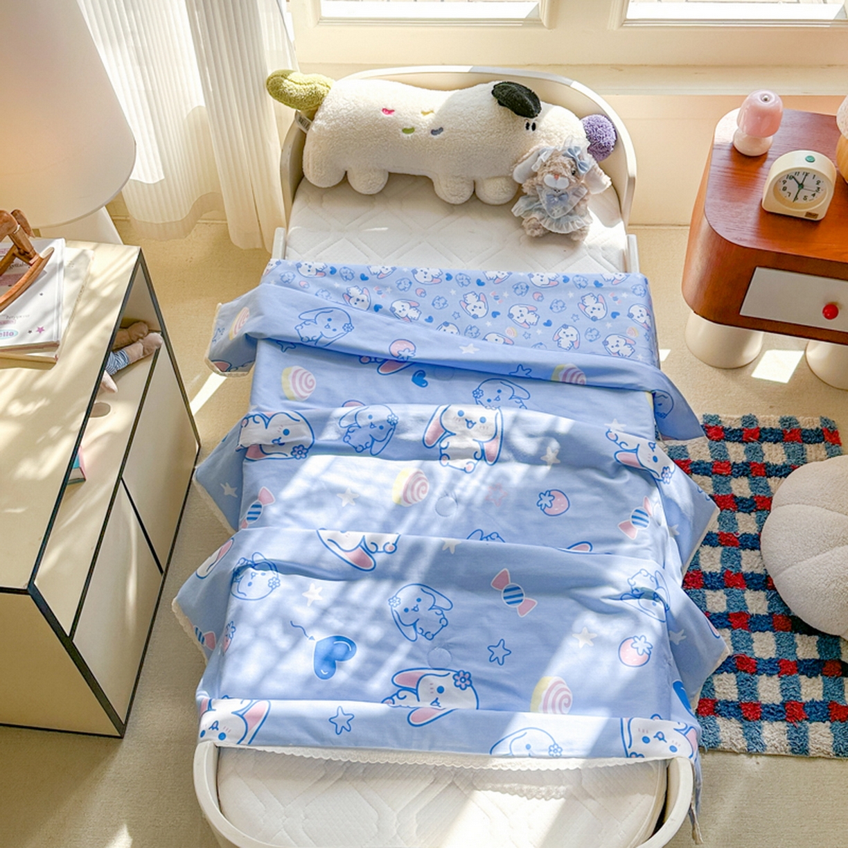 春妮家纺 2026新款全棉花边儿童幼儿园小被子夏被空调被夏凉被 玉桂小兔