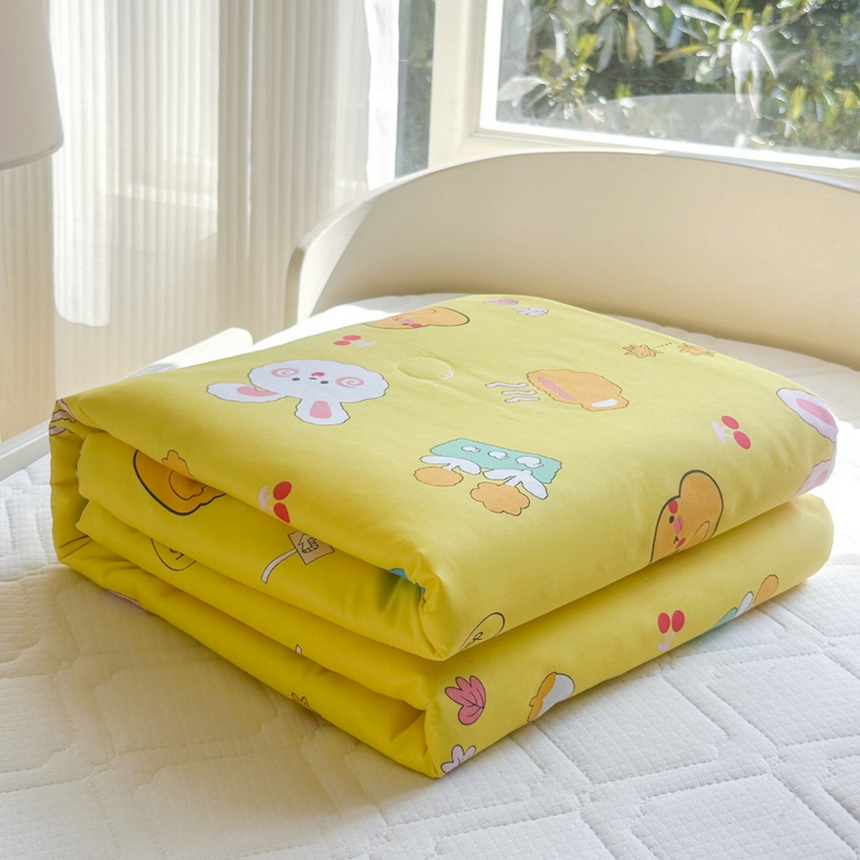 91家纺网 家纺一手货源 找家纺 春妮家纺 2026新款全棉花边儿童幼儿园小被子夏被空调被夏凉被 动物乐园