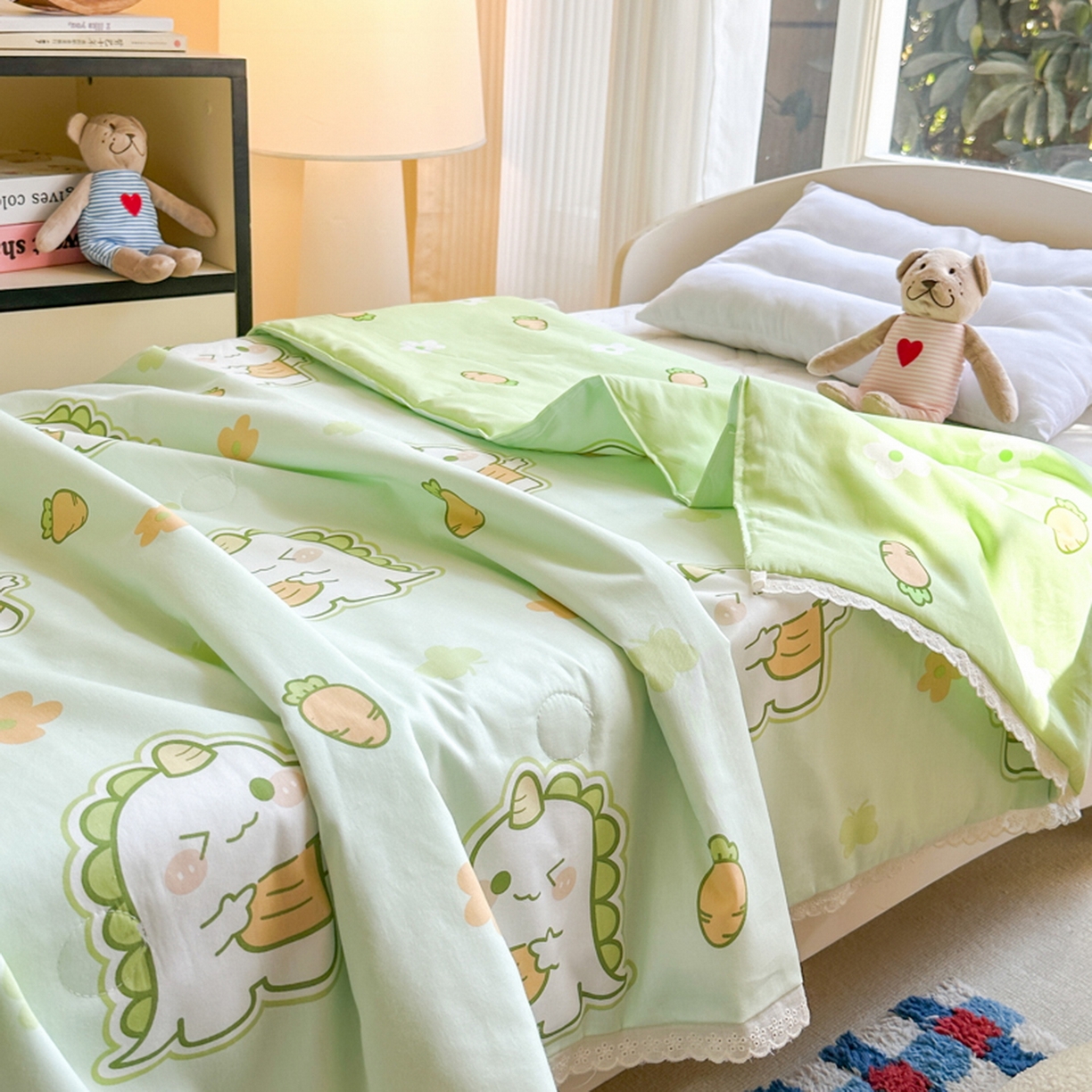91家纺网 家纺一手货源 找家纺 春妮家纺 2026新款全棉花边儿童幼儿园小被子夏被空调被夏凉被 萌宠奶龙