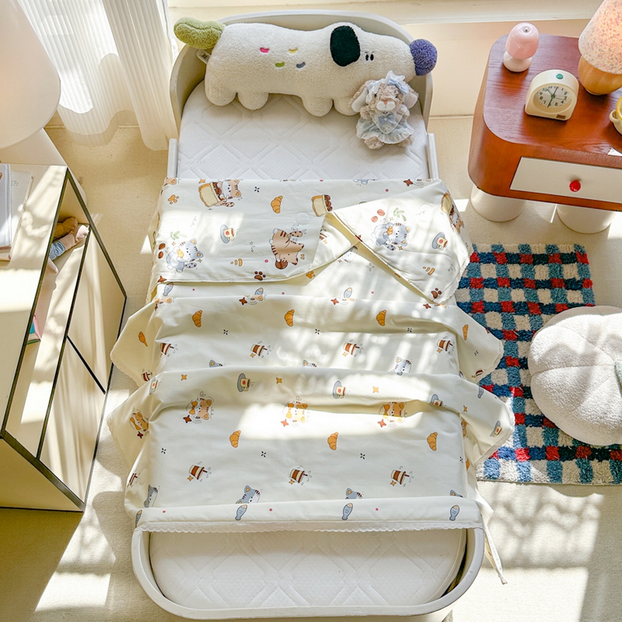 春妮家纺 2026新款全棉花边儿童幼儿园小被子夏被空调被夏凉被 嬉皮笑猫