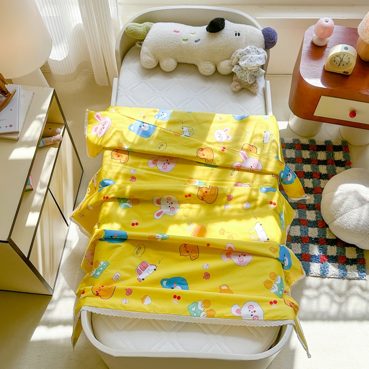 春妮家纺 2026新款全棉花边儿童幼儿园小被子夏被空调被夏凉被 动物乐园